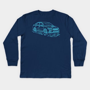 Subie Impreza WRX Evoeye Lineart Blueprint Kids Long Sleeve T-Shirt